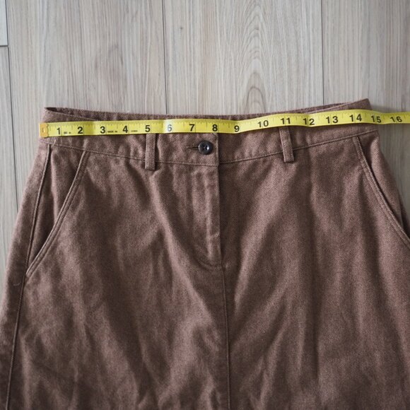 Dark Academia LL Bean Vintage Brown Women's Skirt Sz 4 Petite 100% Cotton - Picture 8 of 10